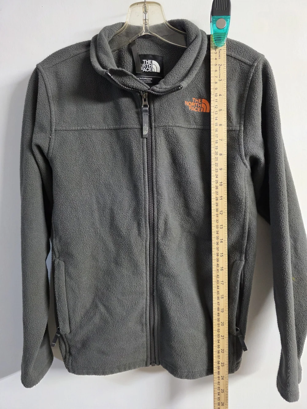 The North Face Gray Fleece Jacket with Orange Logo